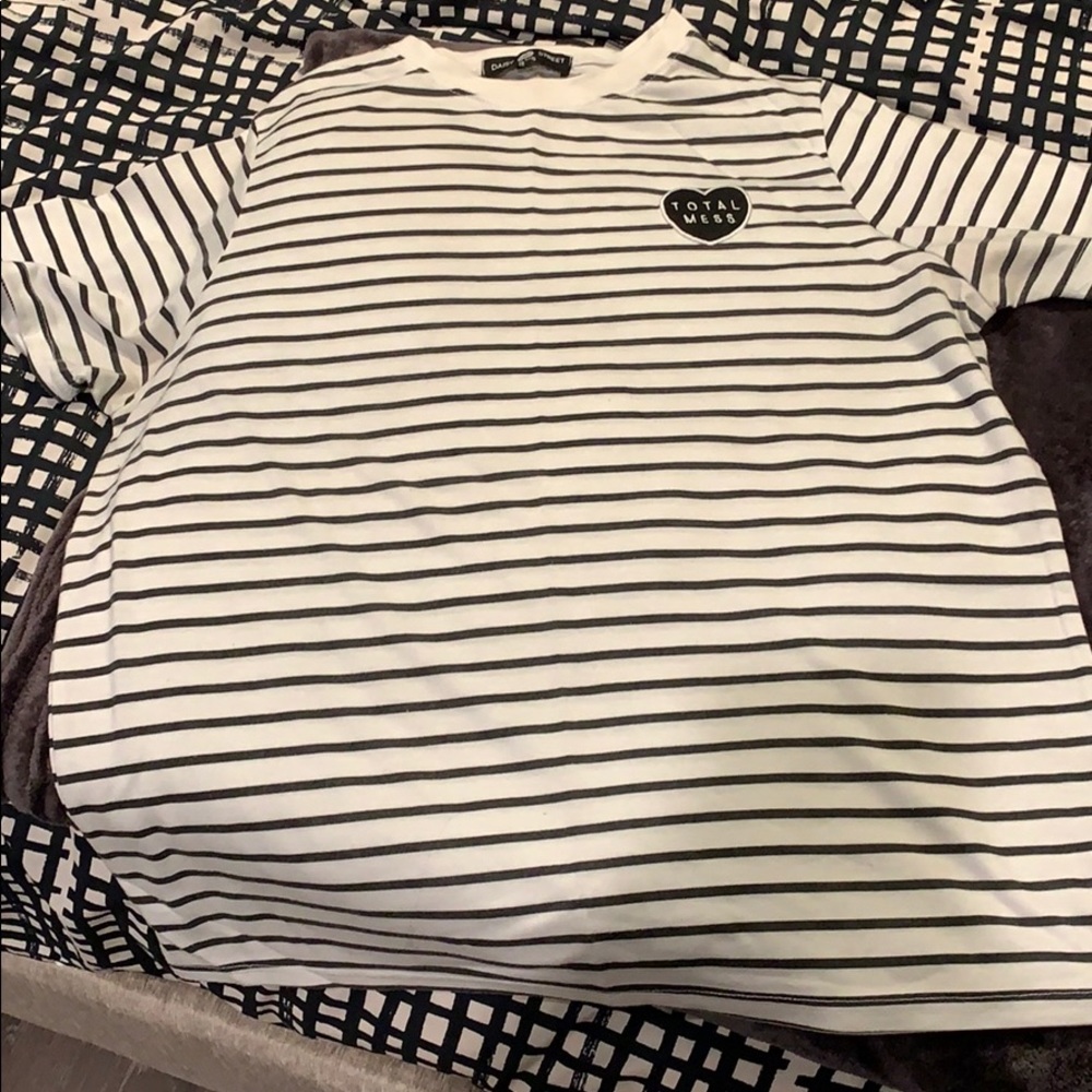 Plus Size “Total Mess” Striped Crewneck Tee